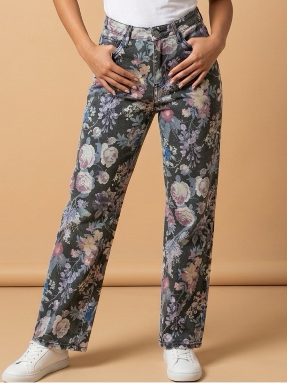 Fashion Nova Floral Straight Leg Jeans | Isabel’s Garden - Black Multi